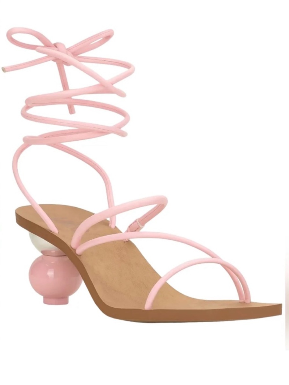 INC Women's Pink Lace Up Sandals Chedel Ball Heel Shoes Size: 9